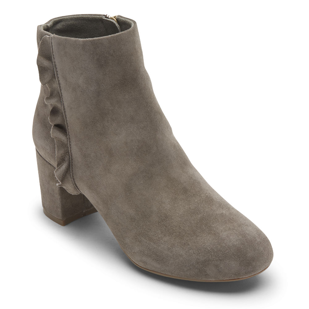 Botas Rockport Mujer Mexico - Total Motion Oaklee Ruffle Grises - ZEMJW6835